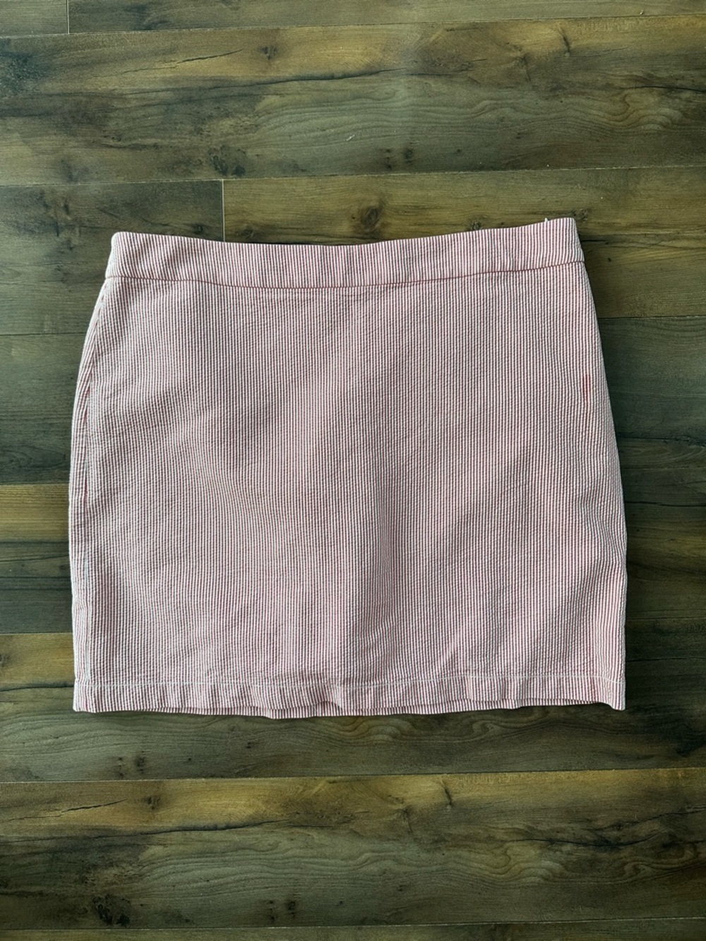 Talbots Red White Seersucker Skirt Size 16 Classic Summer Preppy